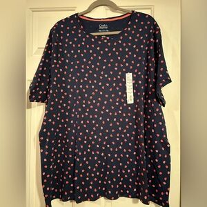 (NWT) Croft & Barrow Navy Tee with Strawberry Print